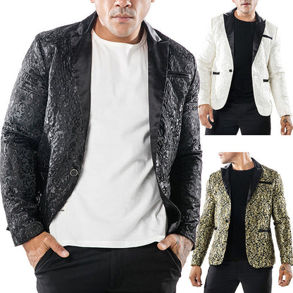 Eleganter Herren Blazer Pailletten Schwarz Modern
