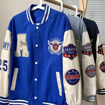 Herren Collegejacke Sportlich Atmungsaktiv Mit Stickerei