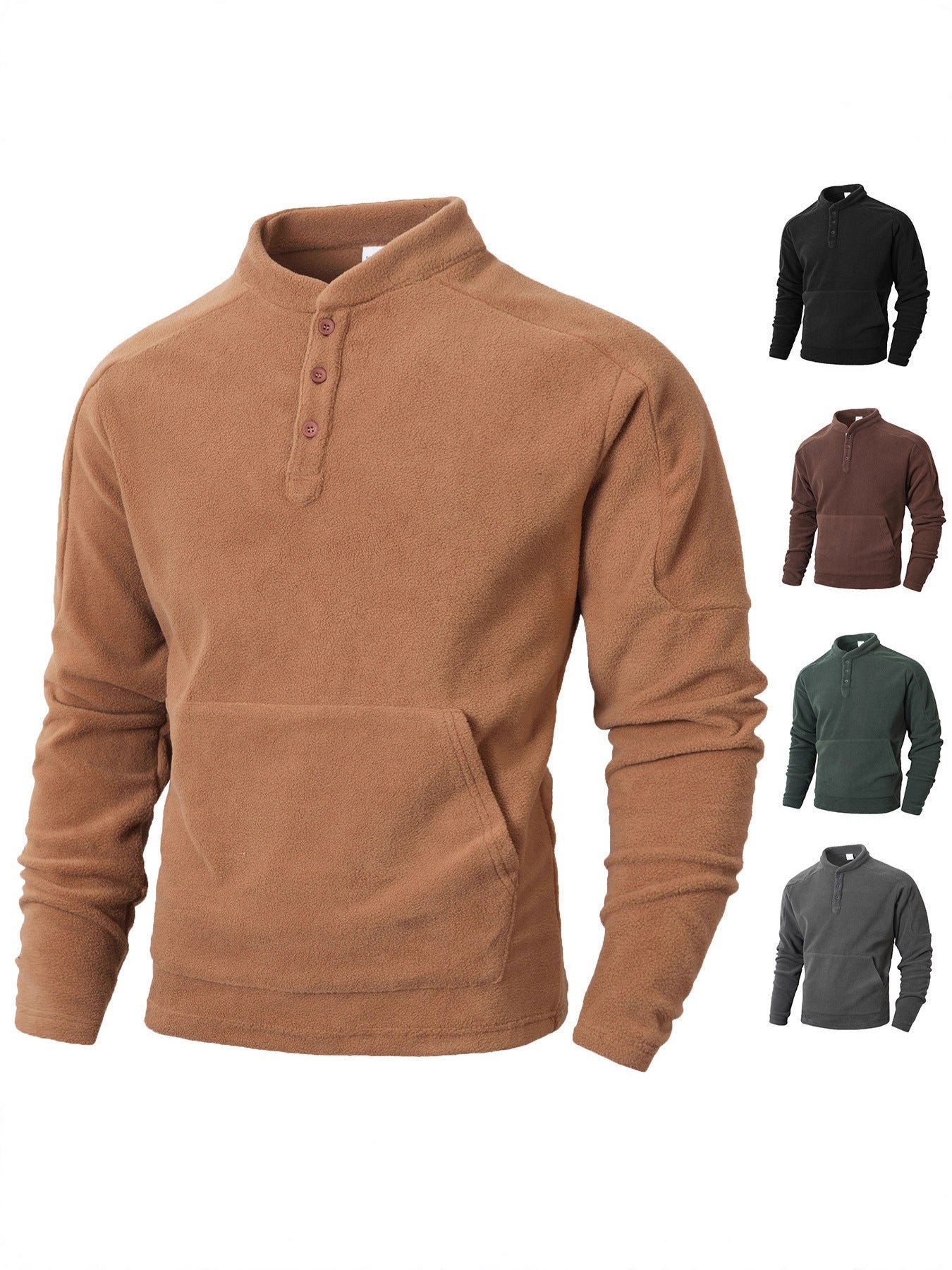 Herren Fleece Pullover Stehkragen Modern Bequem - BerlinGlamour