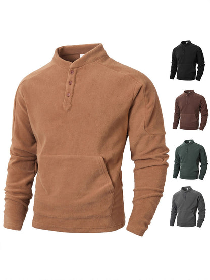 Herren Fleece Pullover Stehkragen Modern Bequem - BerlinGlamour