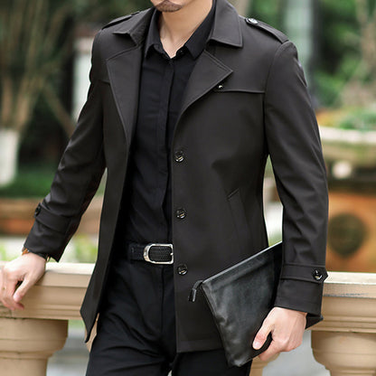 Herren Trenchcoat Jacke Elegante Modern Schnitt