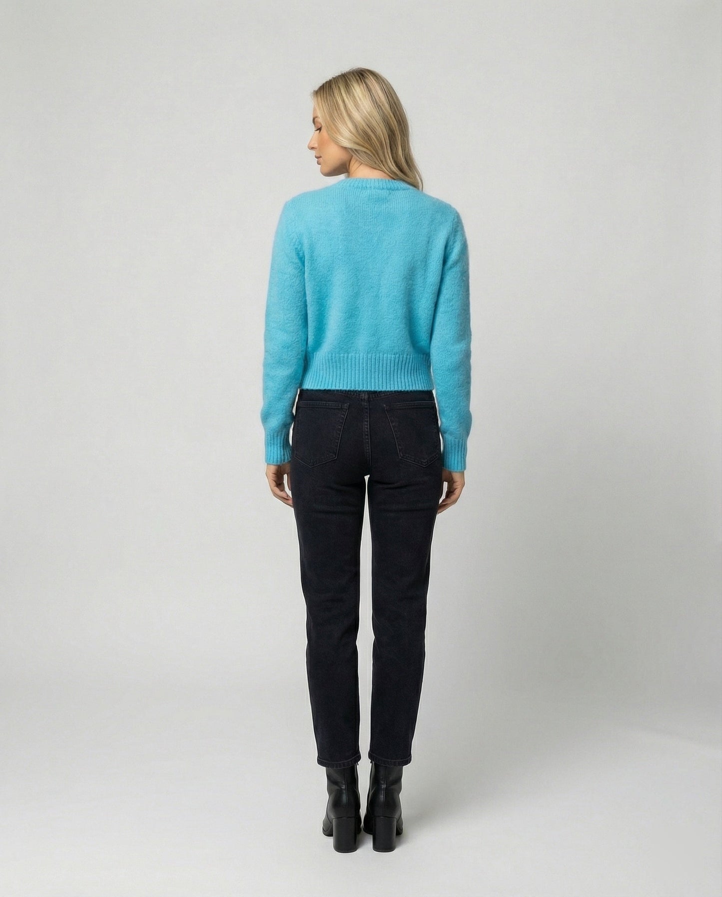 Damen Strickjacke Kurz Mohair Optik Bunt