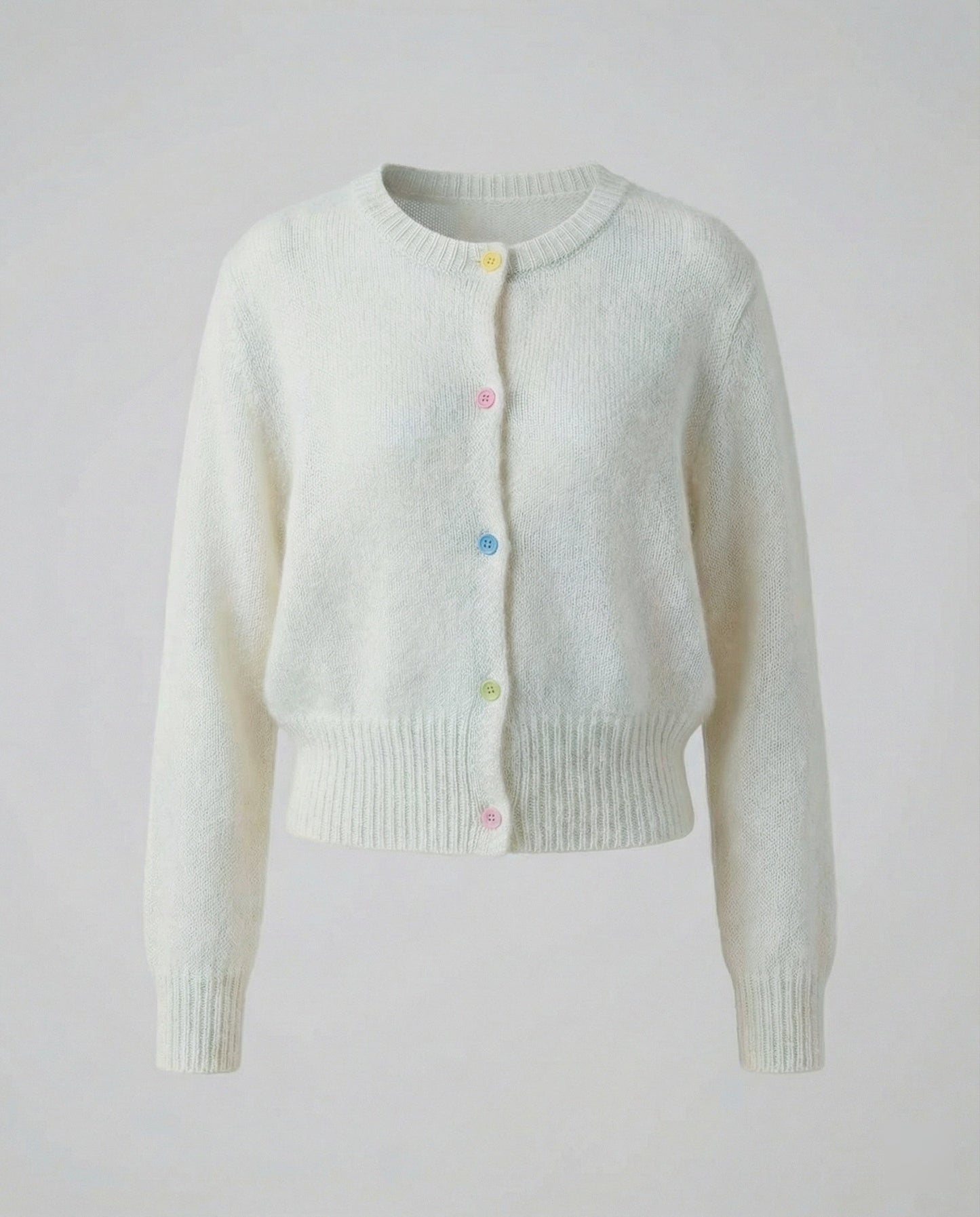 Damen Strickjacke Kurz Mohair Optik Bunt