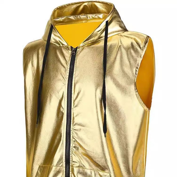 Herren Kapuzenweste Metallic Farben Modern