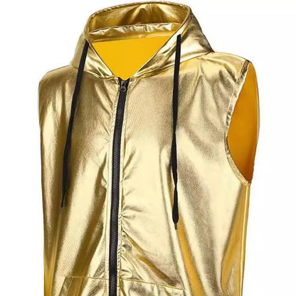 Herren Kapuzenweste Metallic Farben Modern
