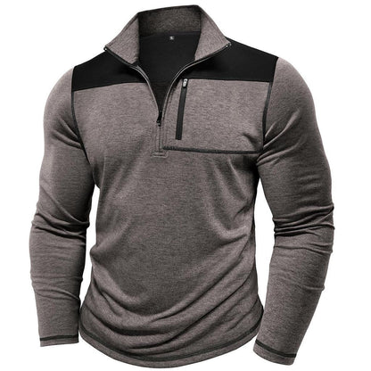Herren Pullover Sportlich Half-Zip mit Brusttasche Modern