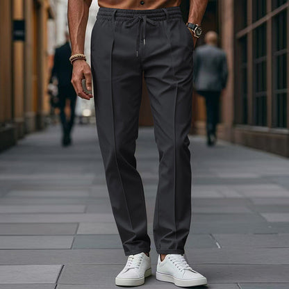 Herren Slim Fit Hose Elastischer Bund Modern