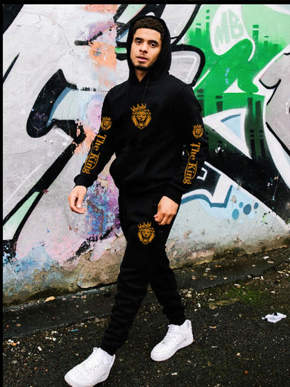 Herren Sportset Kapuzenpulli Jogginghose Modern Königsmotiv - BerlinGlamour