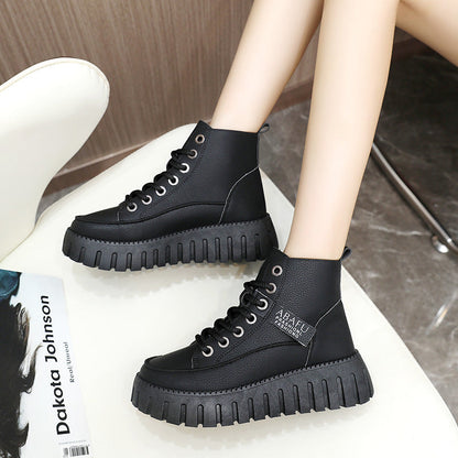 Damen Stiefel High-Top Boots Rutschfest Schwarz Moderne