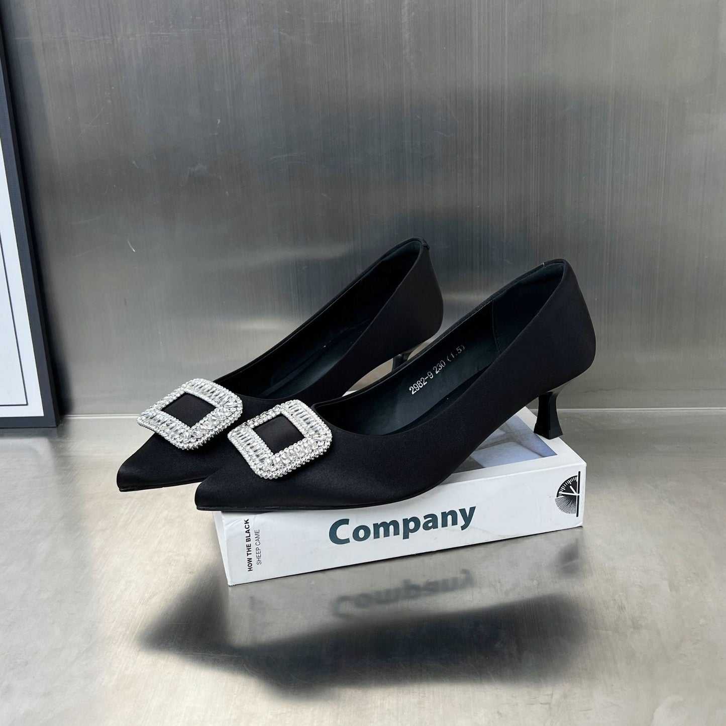 Damen Pumps Hochhackig mit Strass Buckle Elegant