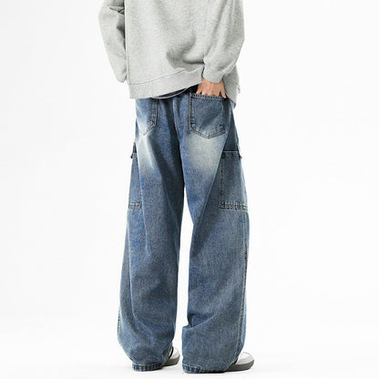 Herren Cargo-Jeans Bequem Weit Geschnitten