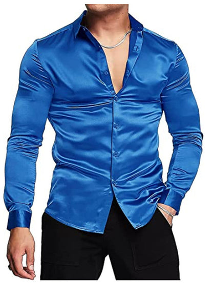 Elegantes Herren Hemd Satin Schwarz Elegant