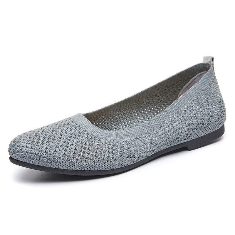 Damen Ballerinas Bequem Strick Schnürsenkel Luftdurchlässig