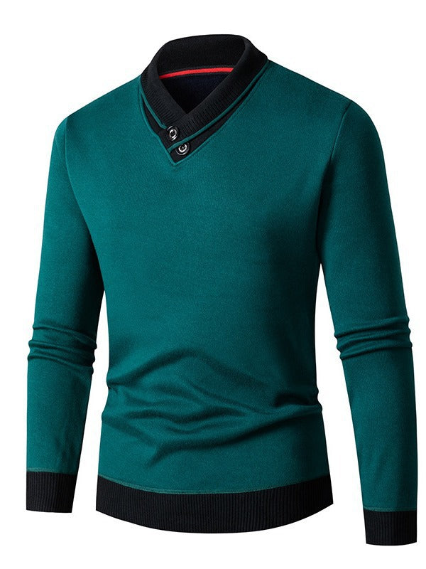 Herren Pullover Asymmetrisch Knopf Modisch Elegant - BerlinGlamour