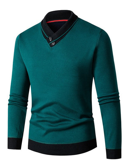 Herren Pullover Asymmetrisch Knopf Modisch Elegant - BerlinGlamour