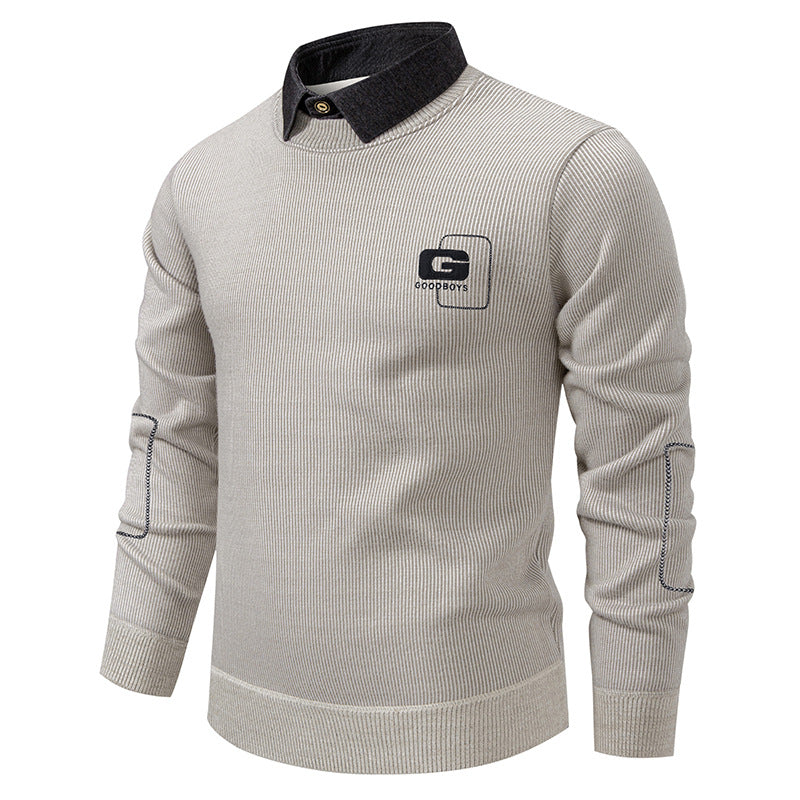 Herren Pullover Eleganter Kragen Strickmuster Modern
