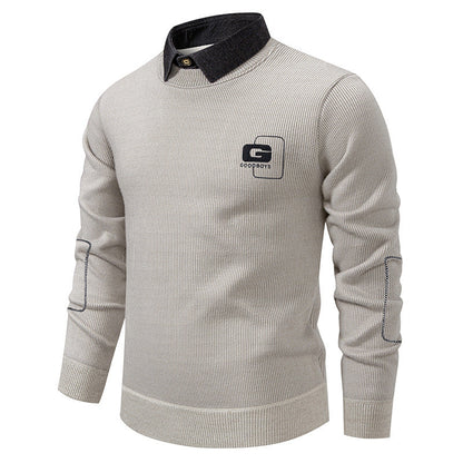 Herren Pullover Eleganter Kragen Strickmuster Modern