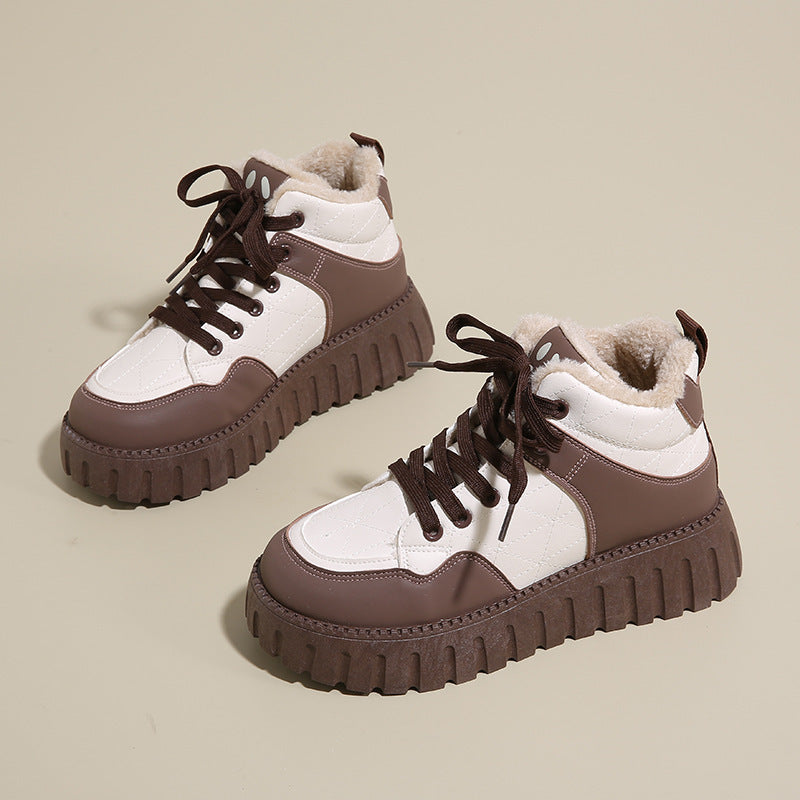 Damen Sneaker Warmfutter Plateau Schuhe Winter Mode