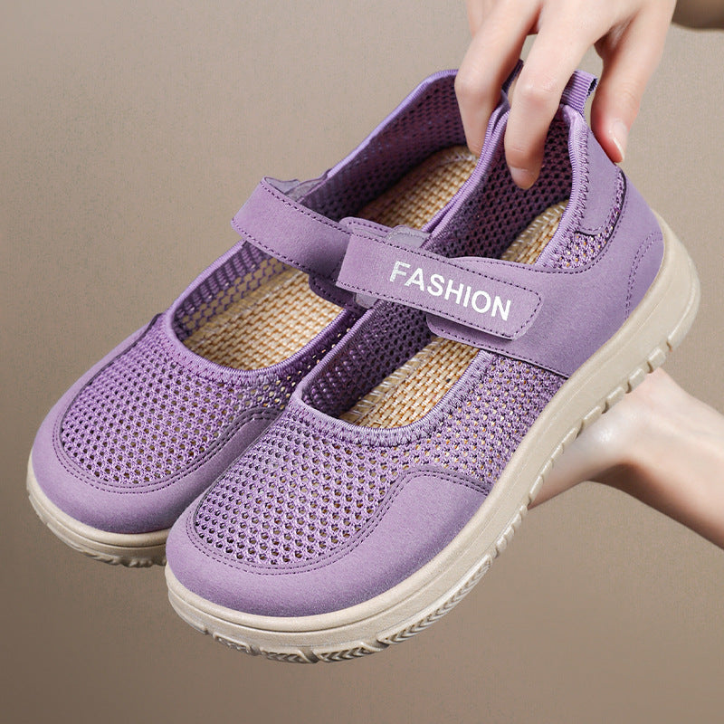 Damen Sneaker Leicht Luftig Klettverschluss Sportlich