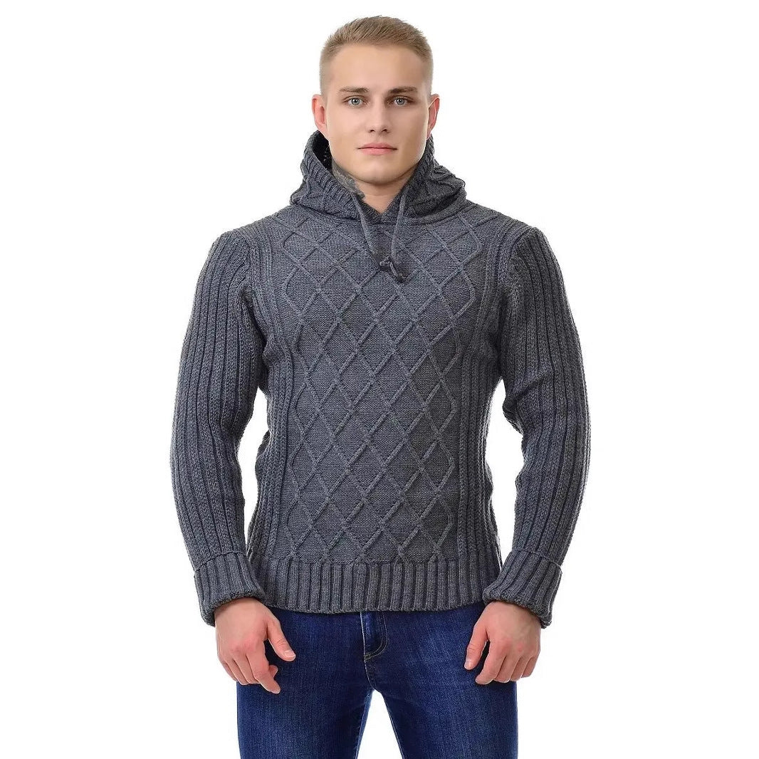 Herren Strickpullover Rautenmuster Modern Schwarz - BerlinGlamour
