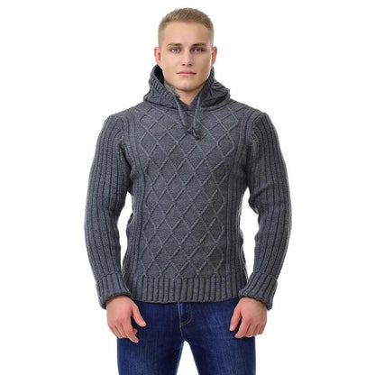 Herren Strickpullover Rautenmuster Modern Schwarz - BerlinGlamour