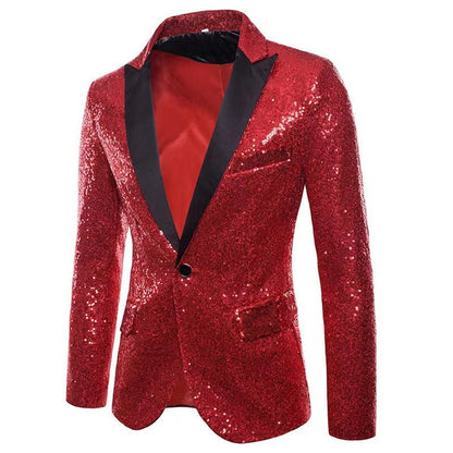 Herren Blazer Glitzer Pailletten Elegant
