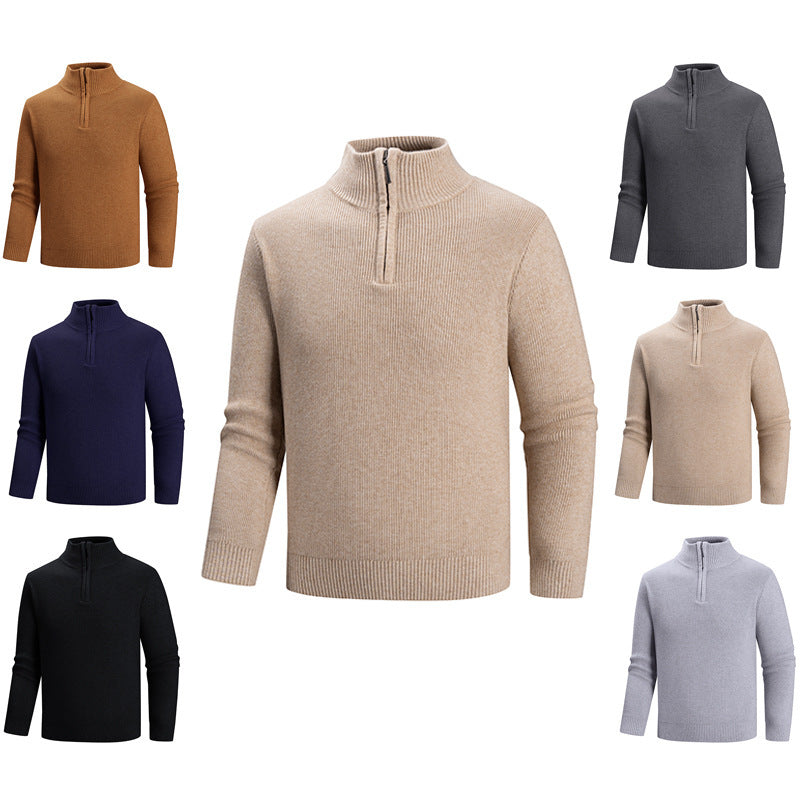 Herren Strickpullover Modern mit Reißverschluss und Muster - BerlinGlamour