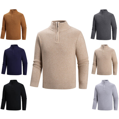 Herren Strickpullover Modern mit Reißverschluss und Muster - BerlinGlamour