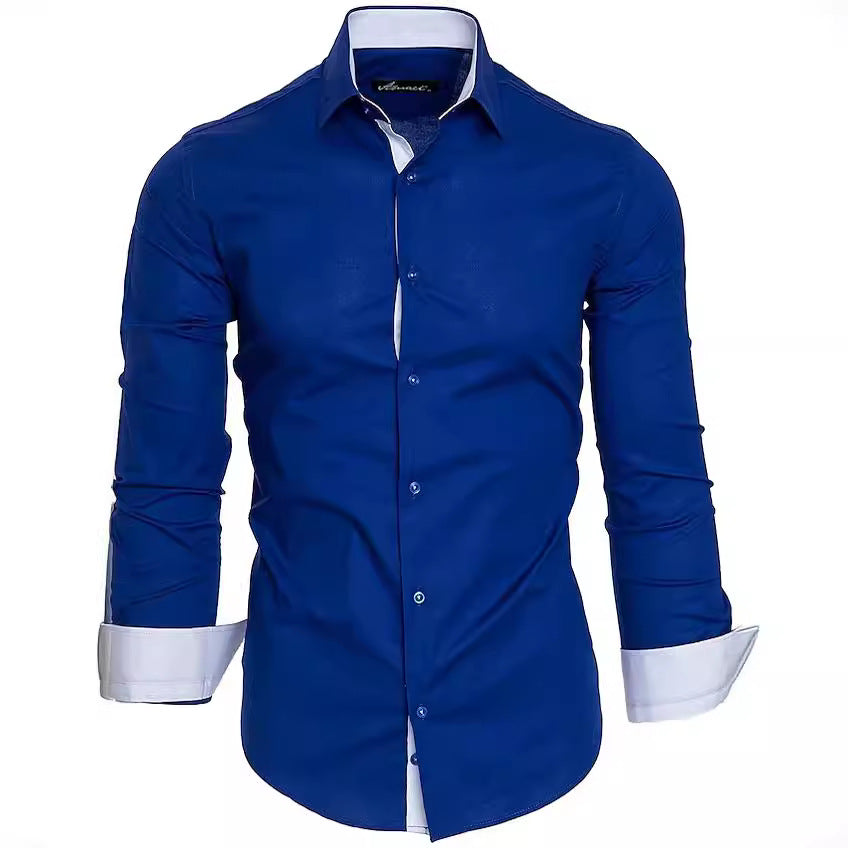 Herren Langarmhemd Elegant Kontrast Akzente Modern