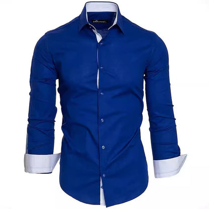 Herren Langarmhemd Elegant Kontrast Akzente Modern
