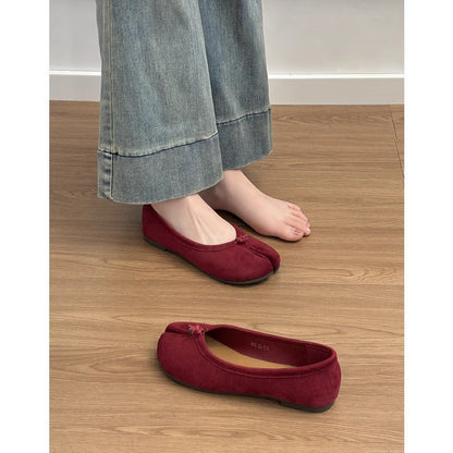 Ballerinas Damen Bequem Schnürenlose Schuhe Modern