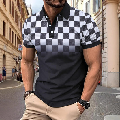 Herren Polo-Shirt Kurzarm Karomuster Hochwertig Modern - BerlinGlamour