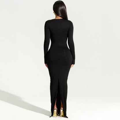 Damen Wickelkleid Asymmetrisch Ausschnitt Elegante Abendkleid