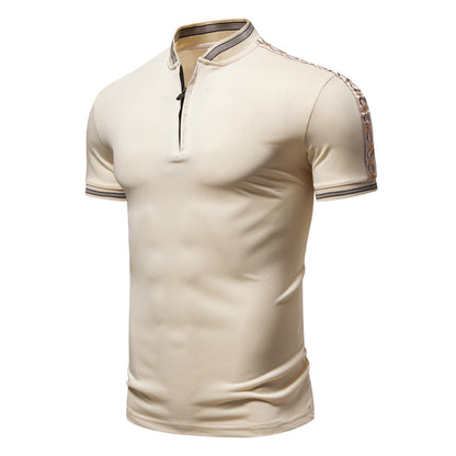 Herren Poloshirt Stehkragen Reißverschluss Modern Sportlich