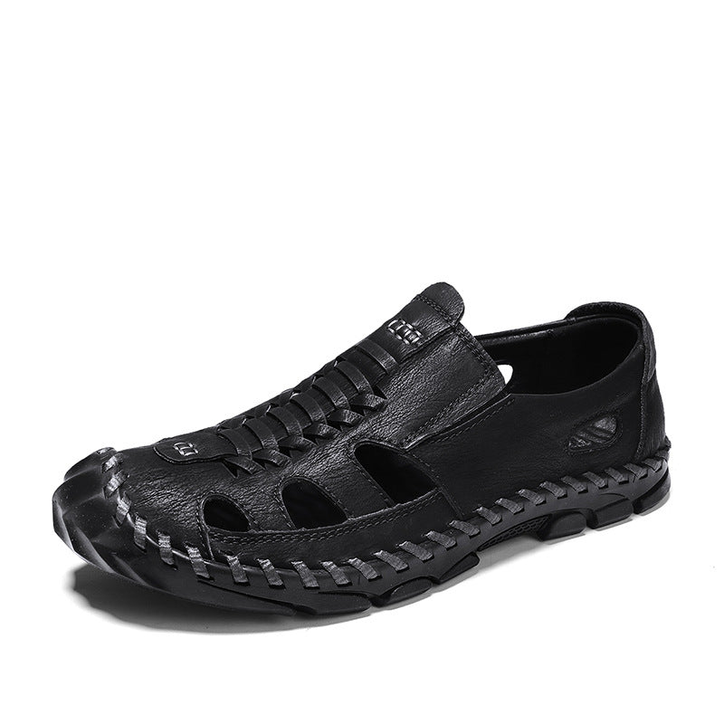 Herren Sandalen Leder Offen mit Riemen Sommer