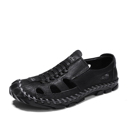 Herren Sandalen Leder Offen mit Riemen Sommer