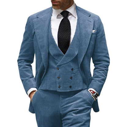 Herren Cordanzug Elegant mit Weste und Revers Modern