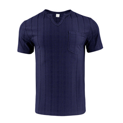 Herren Kurzarmshirt Strukturiert mit Brusttasche Modern