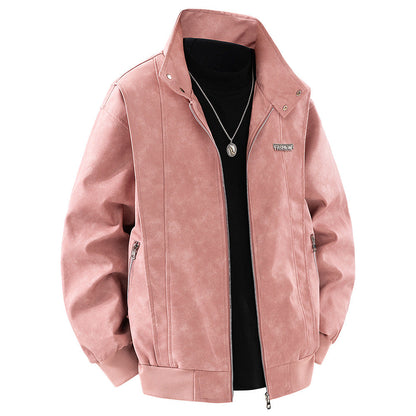 Herren Lederjacke Stehkragen Modern Berlin Style