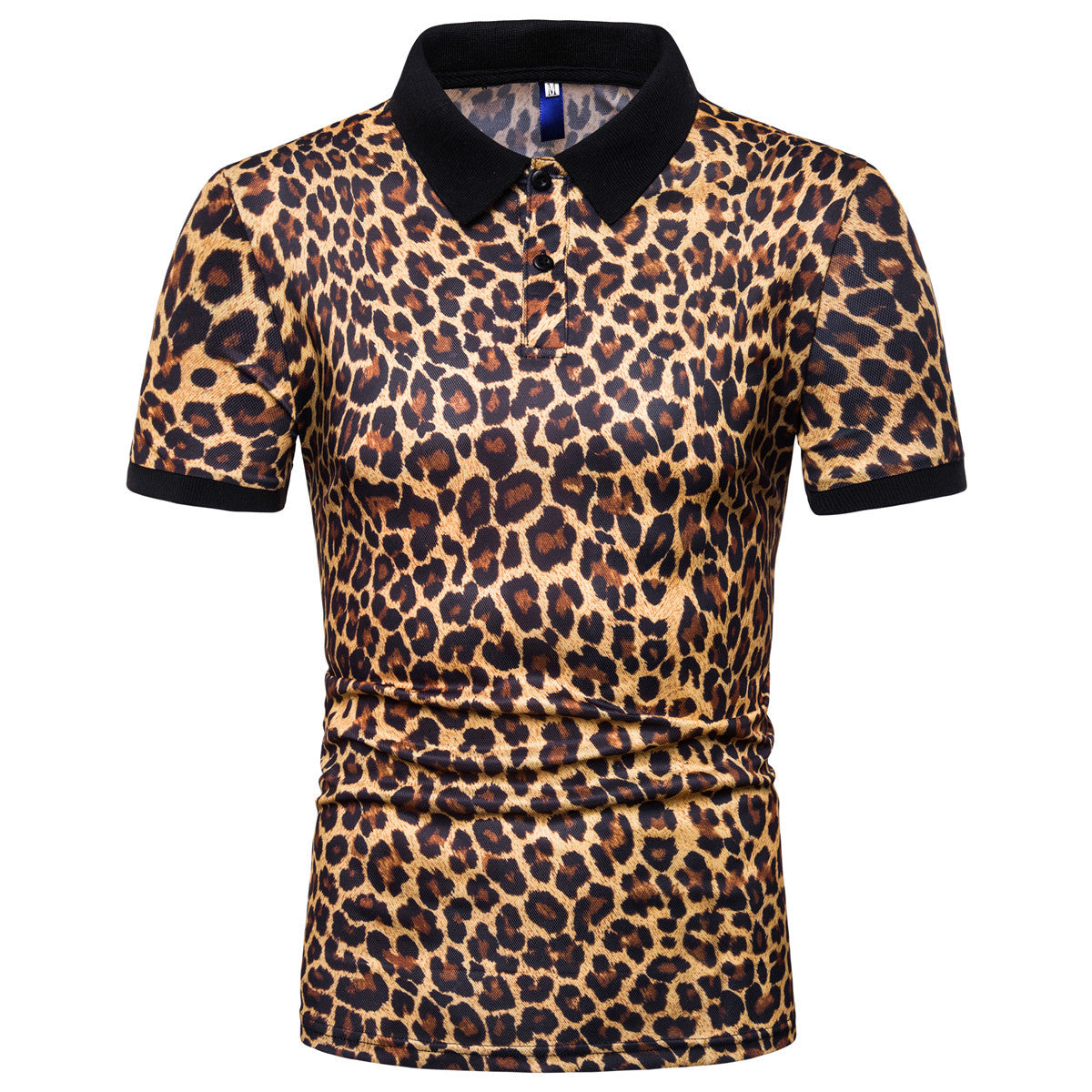 Herren Polo-Shirt Leopardenmuster Modern Schnitt