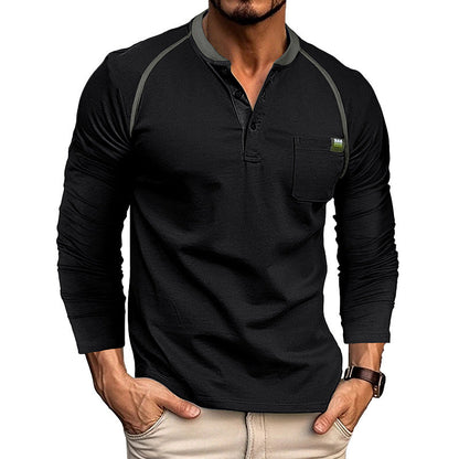 Herren Langarmshirt Modern mit Brusttasche Trends
