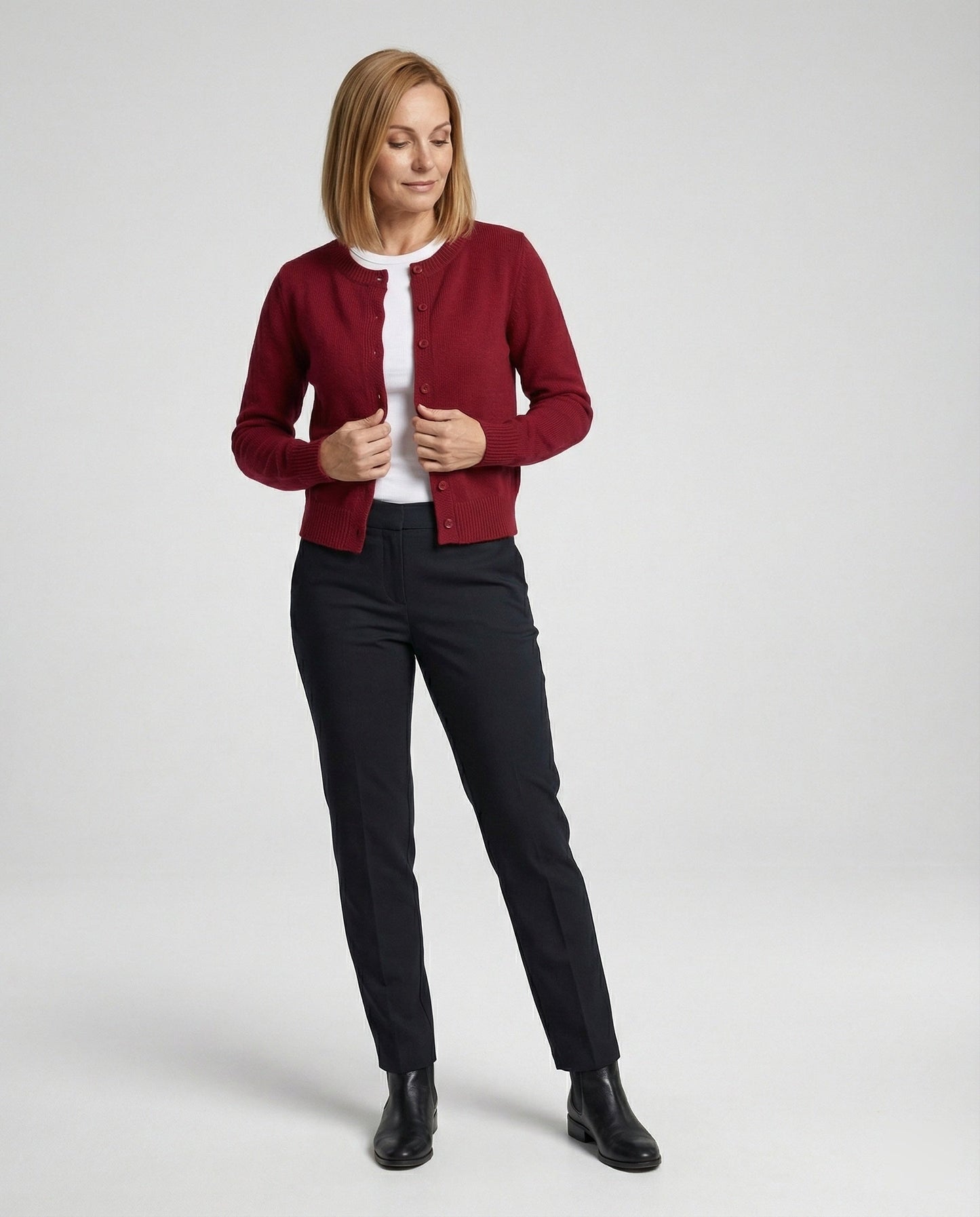 Damen Cardigan Kurz Feinstrick Rippborte Modern