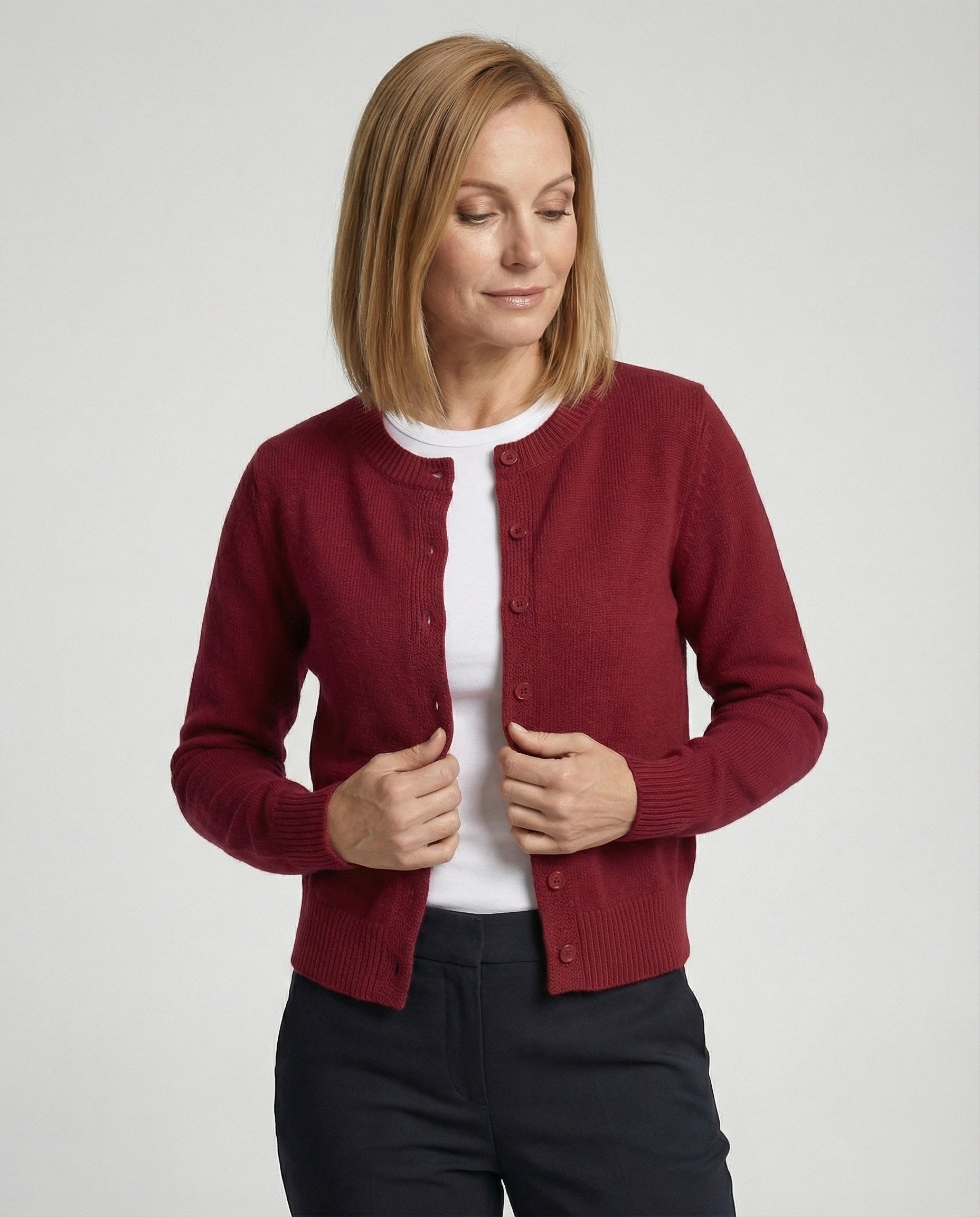 Damen Cardigan Kurz Feinstrick Rippborte Modern - BerlinGlamour
