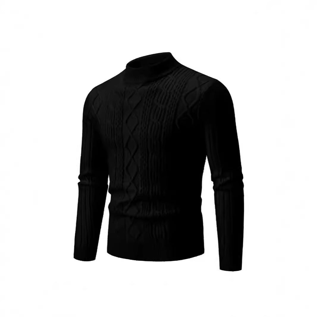 Herren Strickpullover Stehkragen Kabelmuster Modern