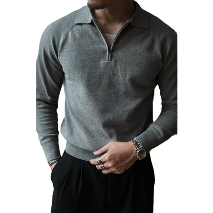 Herren Pullover Strick Kurzarm mit Stehkragen Sportlich