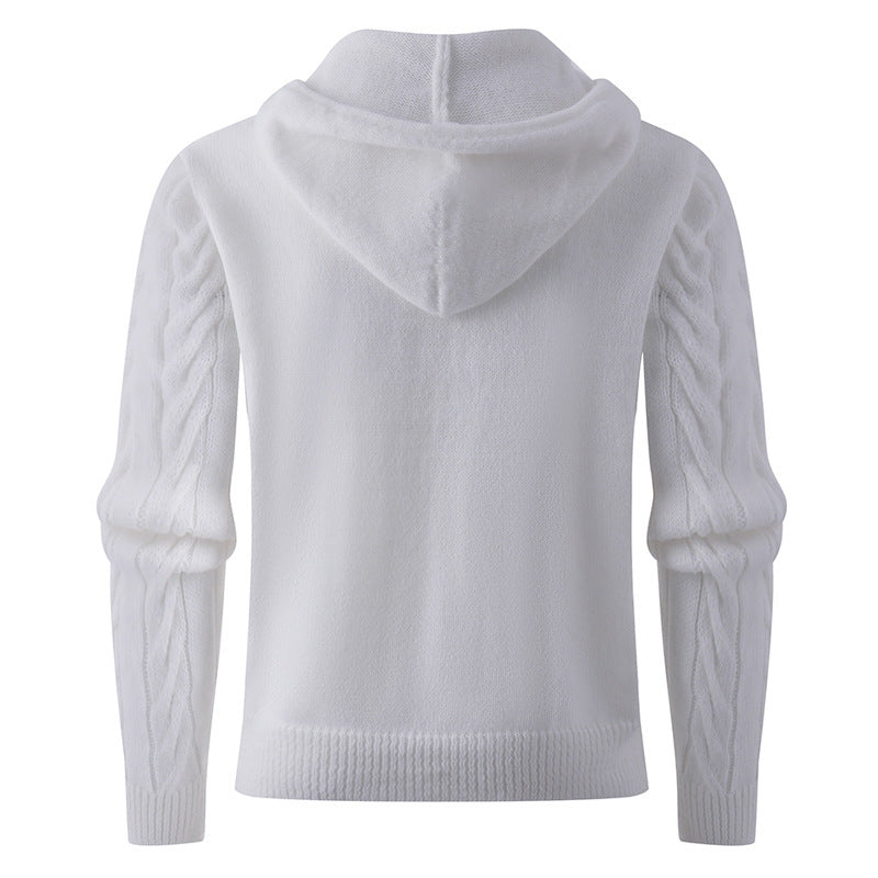 Herren Pullover Kapuze Zopfmuster Modern Grobstrick