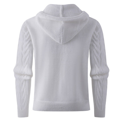 Herren Pullover Kapuze Zopfmuster Modern Grobstrick