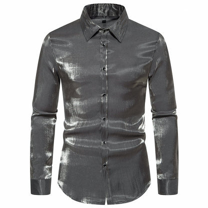 Elegantes Herren Hemd Langarm Glänzend Modern
