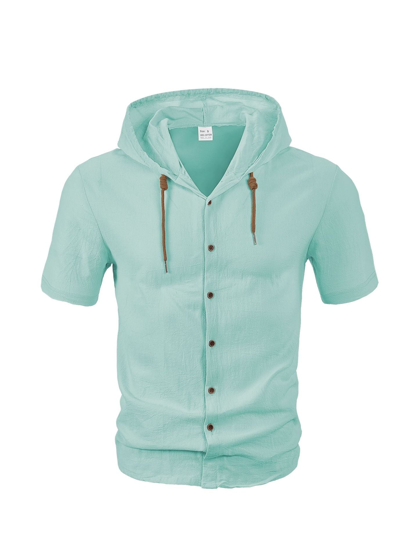 Herren Kapuzenshirt Lässig Leicht Mit Knopfleiste