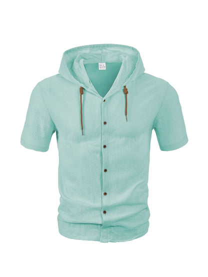 Herren Kapuzenshirt Lässig Leicht Mit Knopfleiste